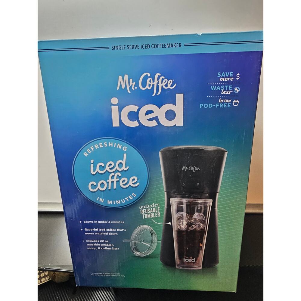 Mr. Coffee Iced Coffee Maker, Single Serve Machine 22Oz Tumbler, Black